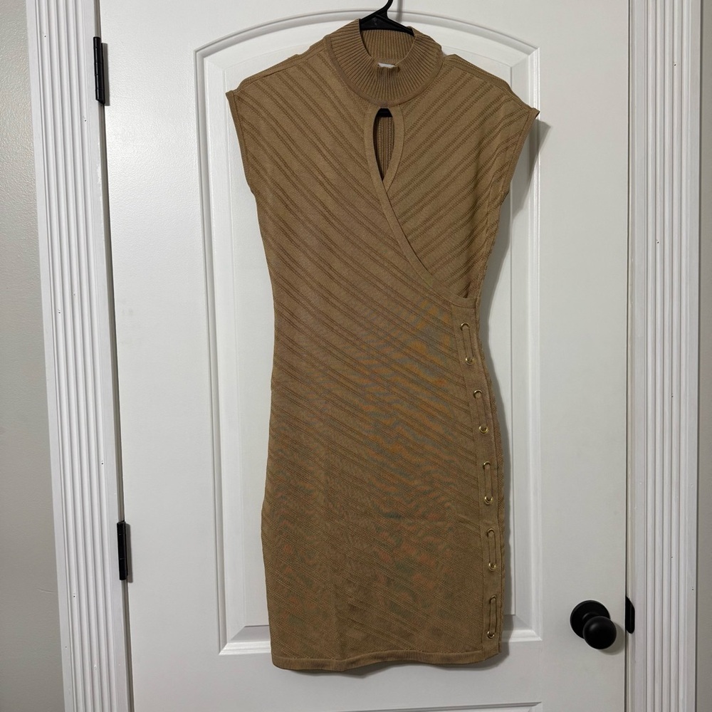 NWT Cache Dress Gold Women’s Small Bodycon Keyhole Retail $178